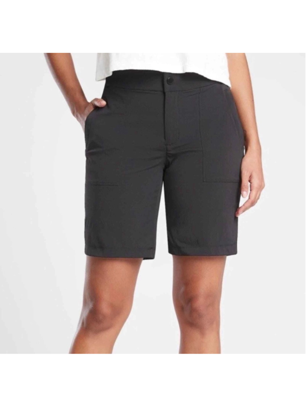 Athleta Black Bermuda Shorts Womens Size 10 Stretchy Running Athletic